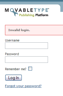 Invalid login